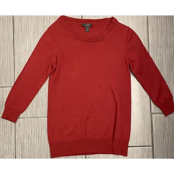 J Crew Woman’s Dark Cherry Merino Wool Crewneck Sweater Size XS RN77388 - Picture 1 of 5